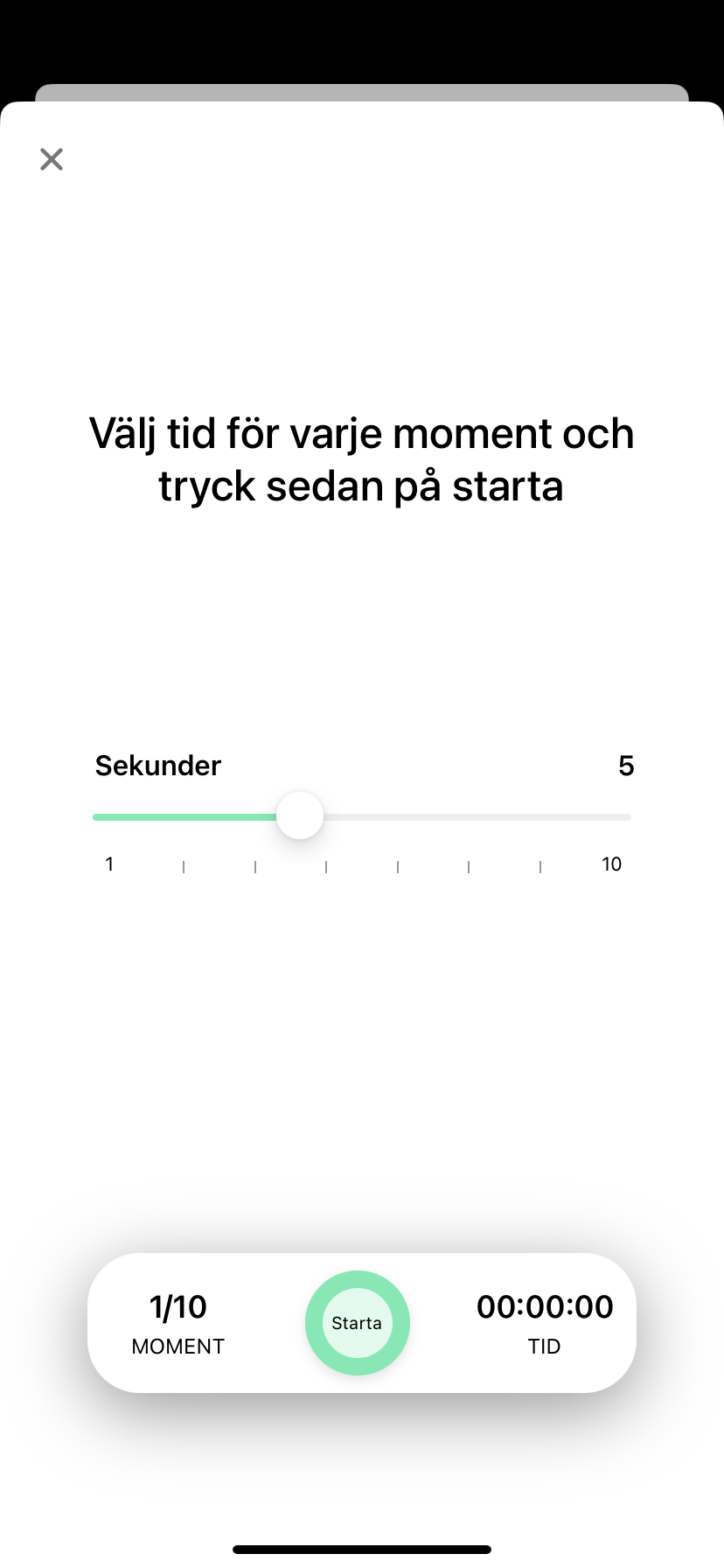 Skärmbild från appen